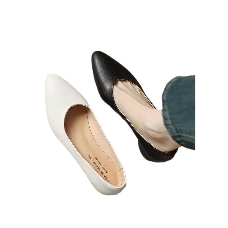 Low Mouth French Work Shoes All-Match Pointed Toe Women'S Professional Small Leather Shoes Low Heel Single-Layer Shoes Women'S Board Shoes - Image 5
